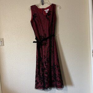 Coldwater Creek Red with black net overlay party dress, Size 12P